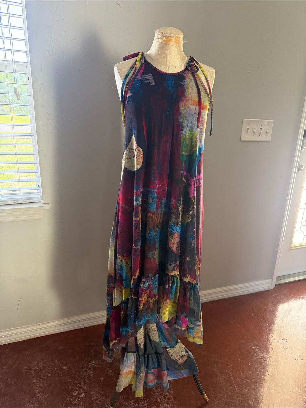 Petit poi’s Multicolor Tie-Shoulder Maxi Dress